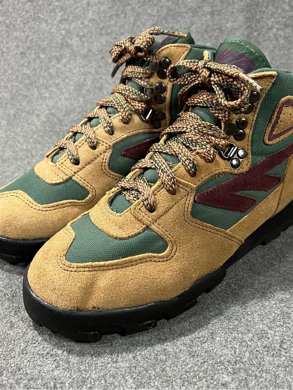 Vintage HI-Tec Lady Lite II Hiking Boots Brown/Green/Purple Women’s Size 7.5